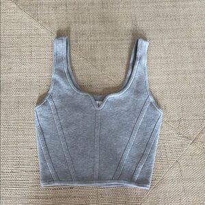 Aerie Gray Fitted Crop Tank Top sz XS